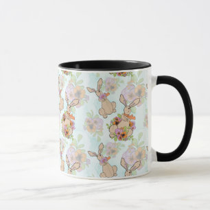Taza Conejito con el modelo de flores