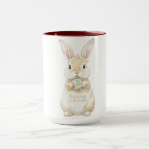Taza Conejito de Acuarela Navideño Adorable
