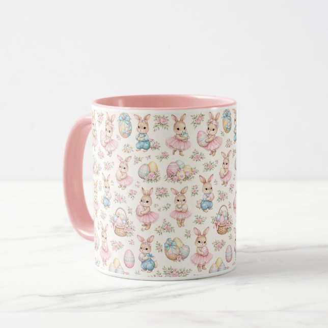 Taza Conejito de Pascua Floral Patrón - Primavera Paste (Anverso izquierdo)