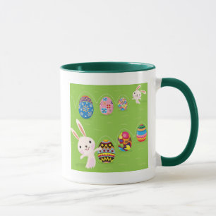 Taza Conejito de pascua juguetón con los huevos
