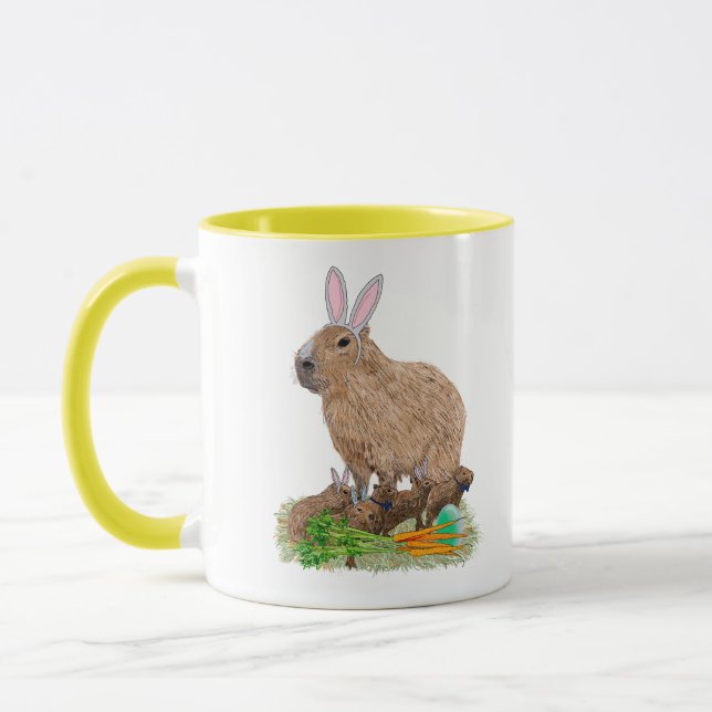 Taza Conejito divertido de Pascua de capybara (Izquierda)