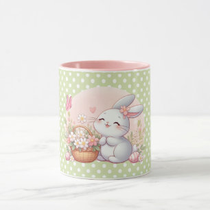 Taza Conejito lindo de primavera/Pascua con huevo