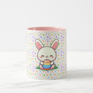 Taza Conejito lindo de primavera/Pascua con huevo