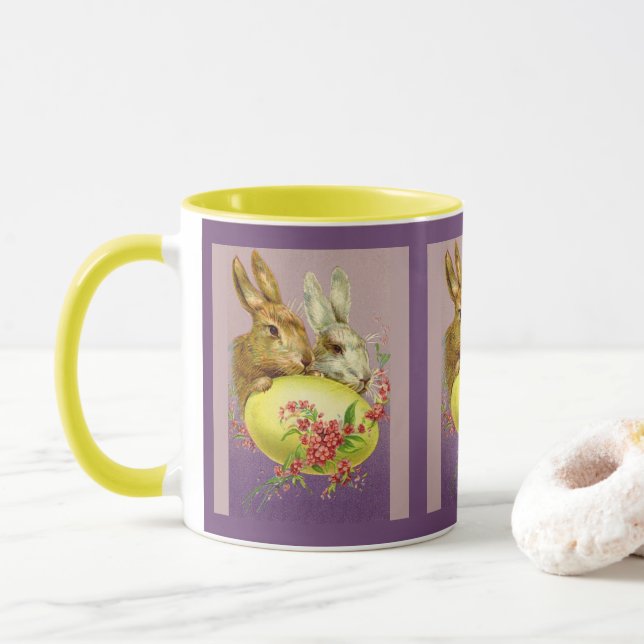 Taza Conejitos de Pascua y tazón de café de huevo (Con donut)