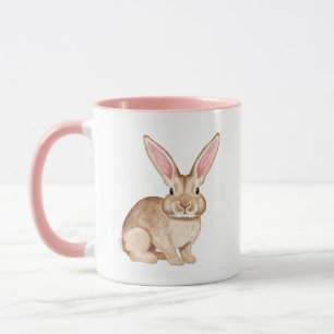 Taza Conejo Acuarela Marrón con Grandes Orejas Pascua C