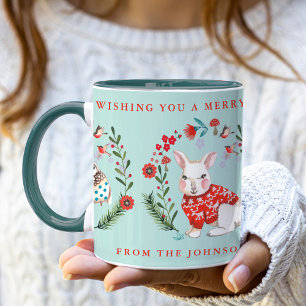 Taza Conejo búho lindo pingüino Navidad Nombre festivo