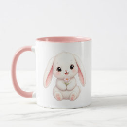 Taza Conejo con Flor Rosa
