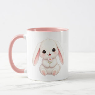 Taza Conejo con Flor Rosa