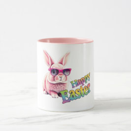 Taza Conejo con gafas de sol Feliz Año Pascua