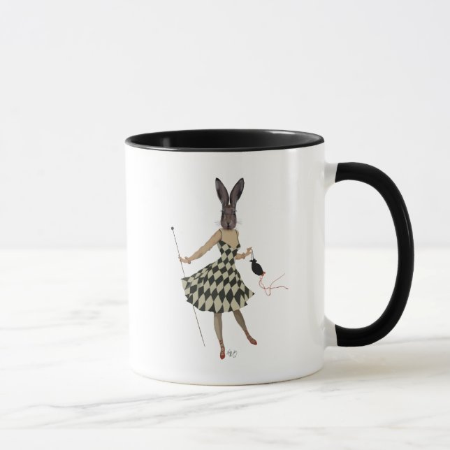 Taza Conejo con vestido blanco negro (Derecha)