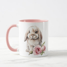 Taza Conejo conejo conejo conejito rosa Rose Lop