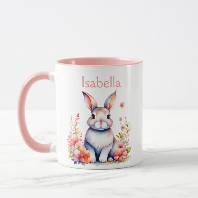 Taza Conejo conejo conejo conejo personalizado en flore (Izquierda)