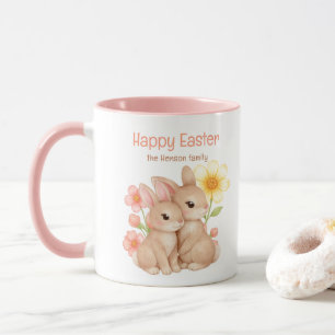 Taza Conejo de Acuarela Personalizado Feliz Pascua 
