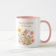 Conejo de Acuarela Personalizado Feliz Pascua 