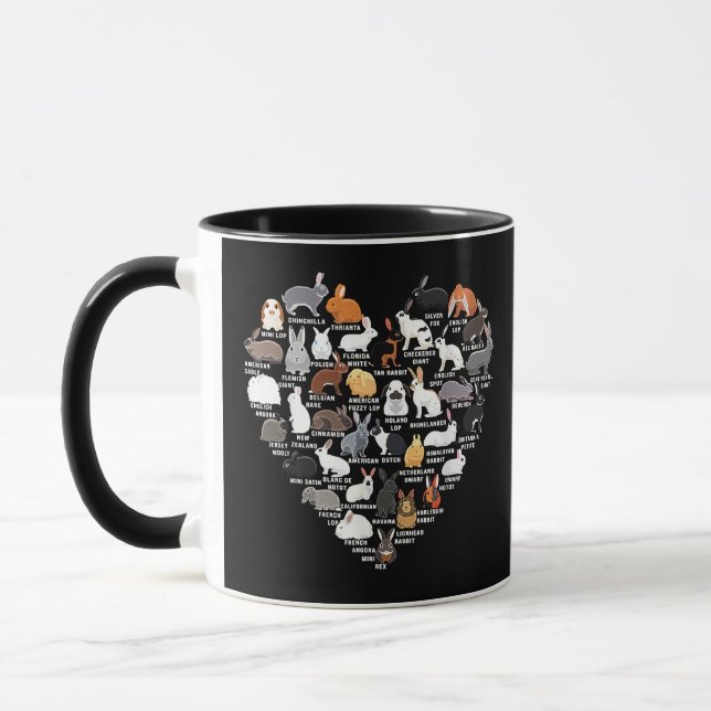 Taza Conejo de amor Corazón de conejo divertido (Izquierda)