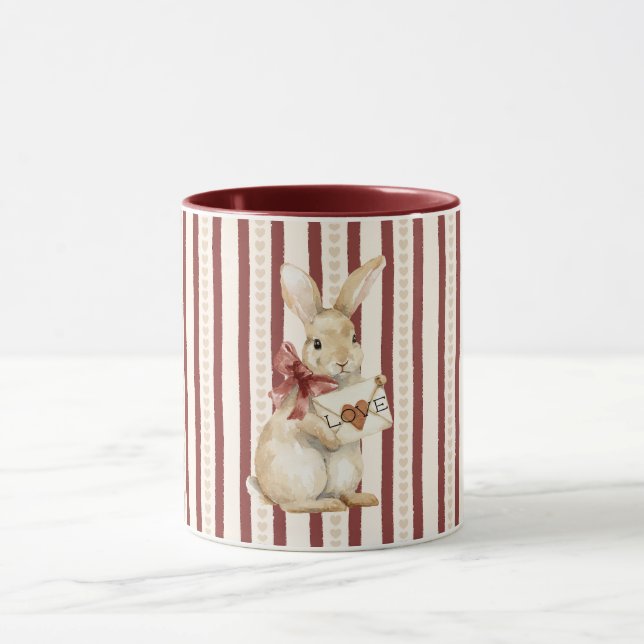 Taza Conejo de Amor de Corazón Rojo (Centro)