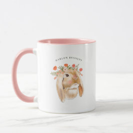 Taza Conejo de conejo con flores de acuarela | Monogram
