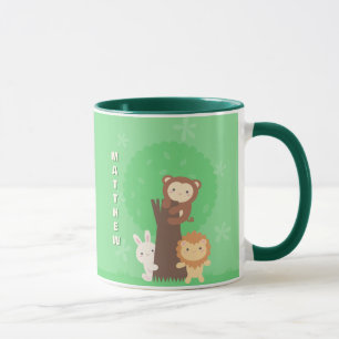 Taza Conejo de leones y animales de bosque de bosques d