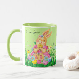 Taza Conejo de Pascua en Regalo de Flores de Primavera 