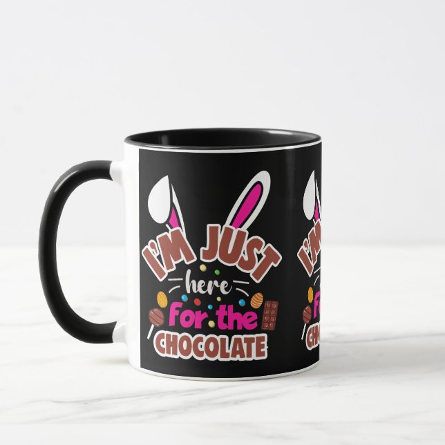 Taza Conejo de Pascua estoy aquí por el chocolate (Izquierda)