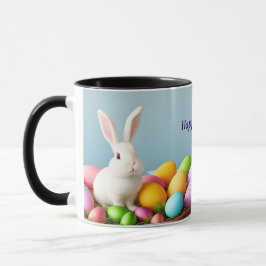 Taza Conejo de Pascua sentado en una canasta