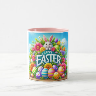Taza Conejo de primavera/Semana Santa con huevo