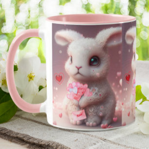 Taza Conejo de San Valentín lindo con correo personaliz