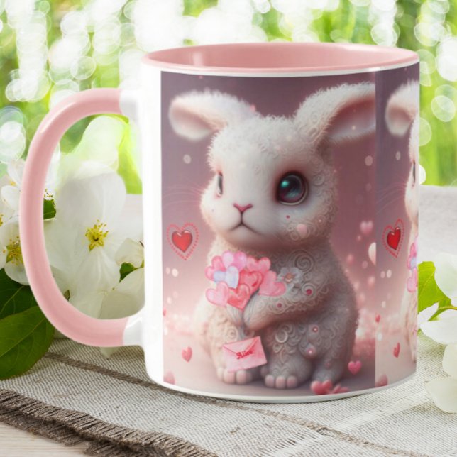 Taza Conejo de San Valentín lindo con correo personaliz (Subido por el creador)