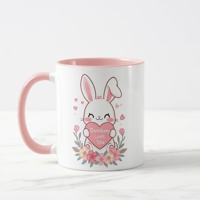 Taza Conejo dulce y flores (Izquierda)