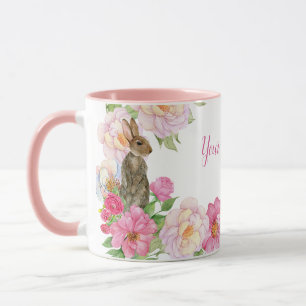 Taza Conejo floral rosa