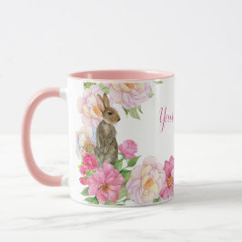 Taza Conejo floral rosado