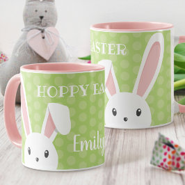 Taza Conejo lindo Feliz Pascua Funny Nombre de Primaver