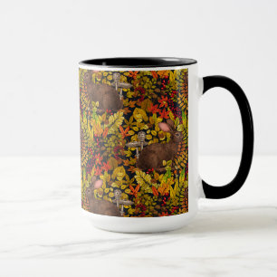Taza Conejo otoñal sobre negro