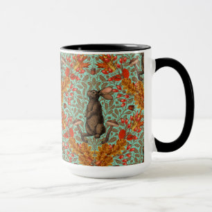Taza Conejo otoñal sobre verde claro