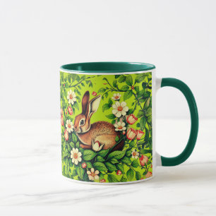 Taza Conejo y flores Art Nouveau