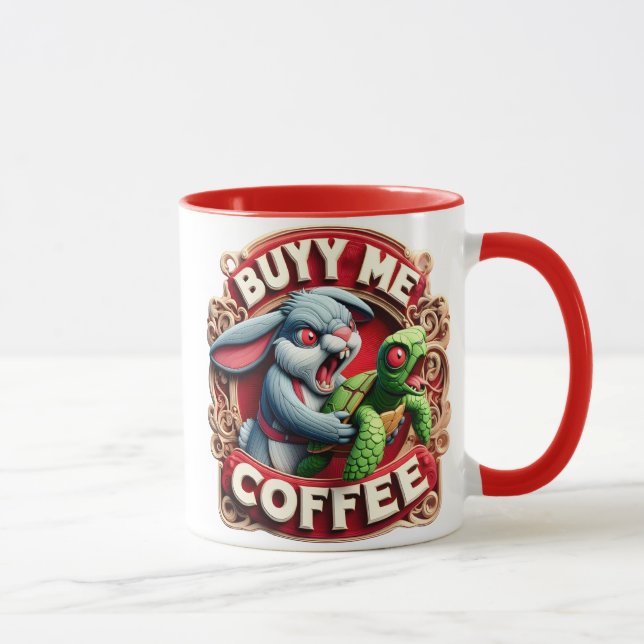 Taza Conejo y tortuga: Cómprame café (Derecha)