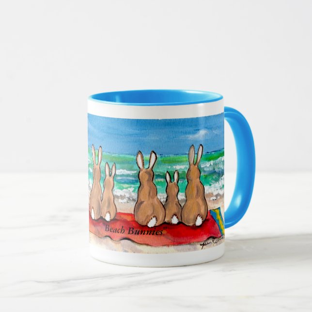 Taza "Conejos coloridos de los conejitos de la playa" (Anverso derecho)