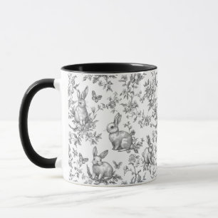Taza Conejos Negros Dulces Toile Francés