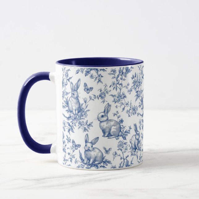 Taza Conejos Sweet Blue Bunny Toile Francés (Izquierda)