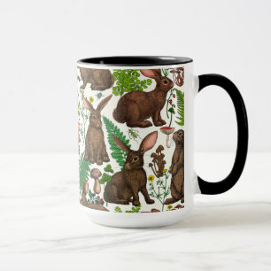 Taza Conejos y flora del bosque 4