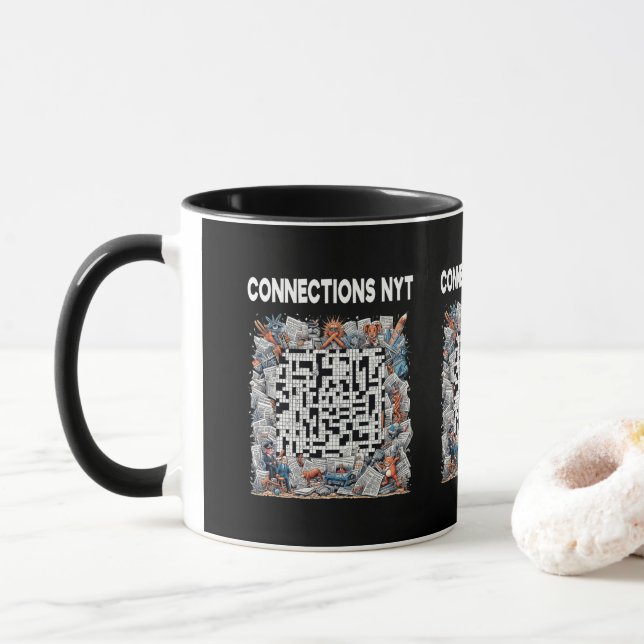 Taza Conexiones de moda Diseño NYT Negro (Con donut)