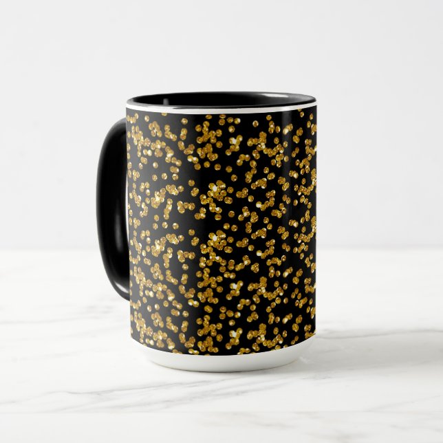 Taza Confetti Purpurina de oro y negro (Anverso izquierdo)