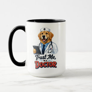 Taza Confía en mí, soy un Dogtor, perro doctor divertid