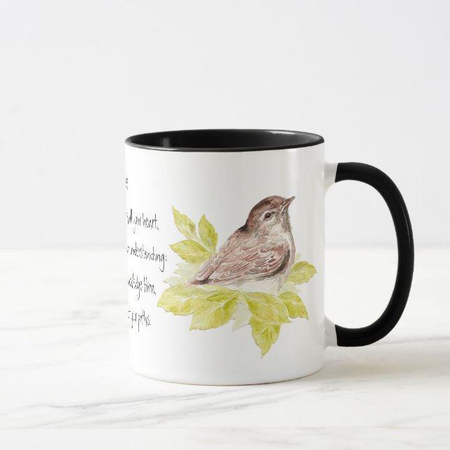 Taza Confiar en la Escritura del Señor con Ave Acuarela (Derecha)