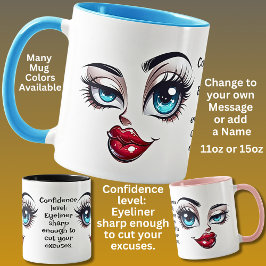 Taza Confidence,  Add Name Message, Fabulous Eyes Face