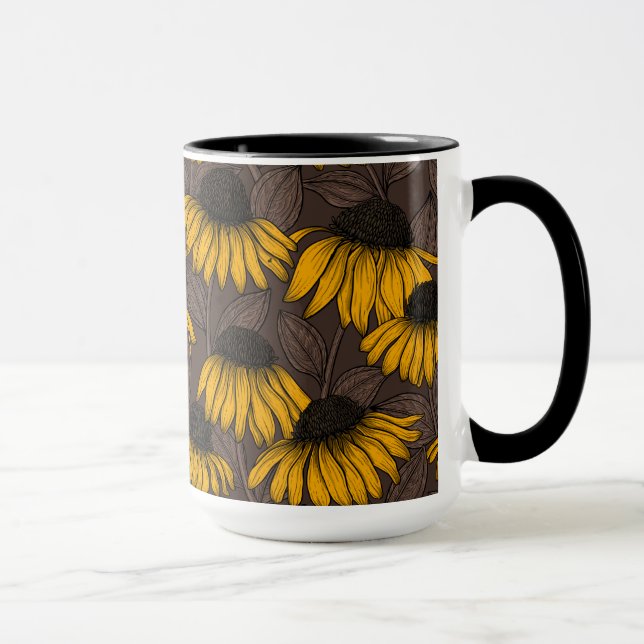 Taza Confluencias amarillas en marrón oscuro (Derecha)
