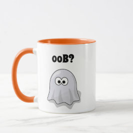 Taza Confused Ghost Says "Oob?" Funny Halloween Cartoon