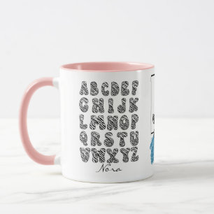 Taza Conjunto de alfabeto de cebra personalizado