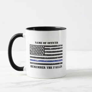 Taza Conmemorativa, Personalizada Línea Azul Fina Polic