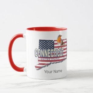 Taza Connecticut marca de mapas de estados retro de est